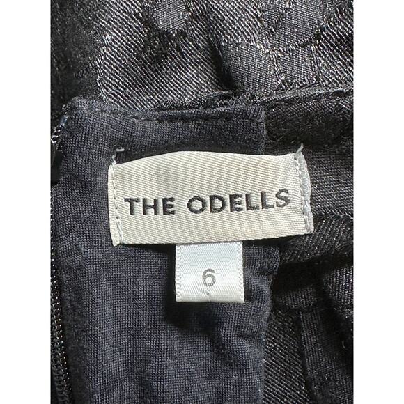 The Odells Anthropologie Dress Womens 6 Black Rosebud Pencil Metallic Floral LBD - Picture 6 of 7